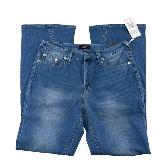 True Religion Terra Cotta Indigo Joey Terry Mid Rise Flare Flap Jeans Size 33 - Picture 6 of 9